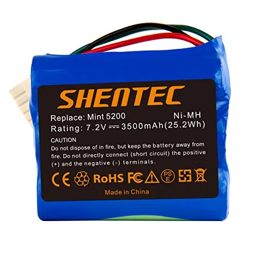 Shentec 7.2V 3500mAh Ni-MH di ricambio per Batteria iRobot Mint 5200 Braava 380 380T 390 390T Mint 5200 5200B 5200C Robot lavasciuga pavimenti Ni-MH