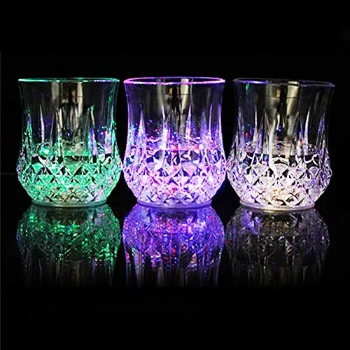 Moda Induttivo Colorato LED Bicchieri Vetro Vino Whisky Coppa Fascio di Luce Lampeggiante Acrilico Asta Festa Bibita Tazza Notte Luce Coppa