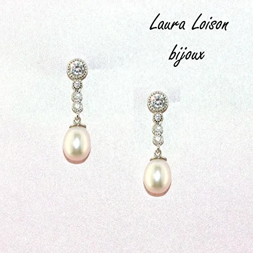 Laura Loison - Orecchini in argento 925 con perle e cubic zirconia