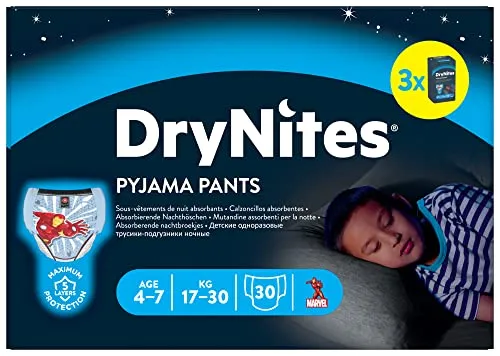 Huggies - DryNites, mutandine di Spiderman, taglia: 4-7 anni, 30 per confezione