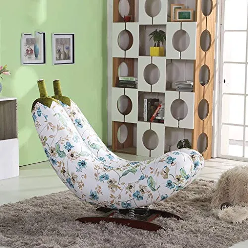 LIYONG Poltrona Lazy Sofa, Banana Rocking Chair, Divano con Balcone Nap (Color : Blue-Green Flowers)