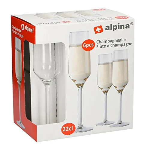 alpina Set 6 Bicchieri Champagne Flute 22 cl Switzerland Tavola Ristorante Bar