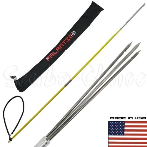 Scuba Choice 5 'Travel Spearfishing Two-Piece Fiber Glass Pole Spear 3 Prong Barb Paralyzer And Bag
