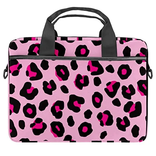 Rosa Leopard Laptop Bag Notebook Sleeve con maniglia 13.5-14.5 pollici Borsa a tracolla di trasporto valigetta