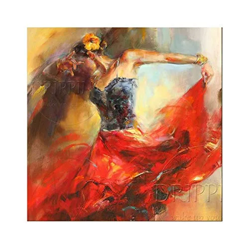 YDDFSGGFDSG Top Artist Dipinto A Mano di Alta qualità Impressionista Ballerina di Flamenco Pittura Ad Olio su Tela di Canapa Flamenco Ballerino Ritratto Olio su Tela