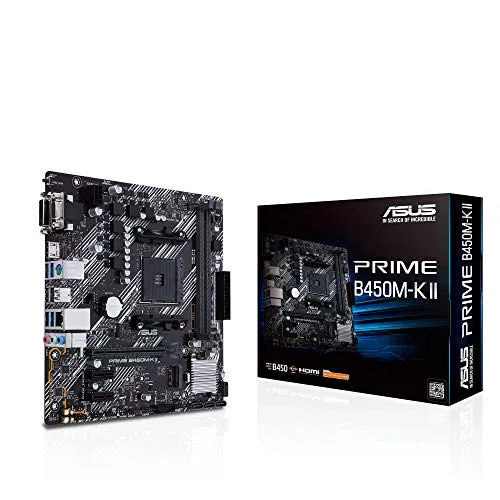 ASUS PRIME B450M-K II, Scheda madre micro ATX AMD B450 (Ryzen AM4) con supporto M.2, HDMI/DVI-D/D-Sub, SATA 6 Gbps, 1 Gb Ethernet, USB 3.2 Gen 1 Type-A, BIOS FlashBack