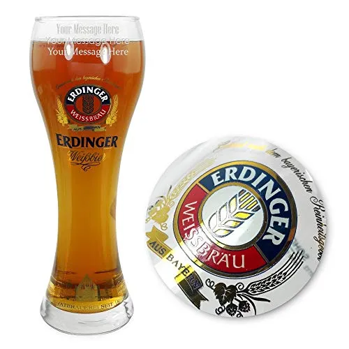 Bicchiere da birra da pinta Erdinger personalizzabile – Inserisci il tuo testo