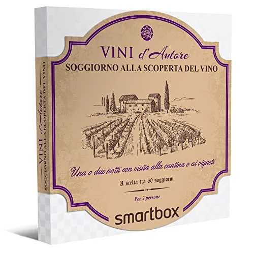 Smartbox - Cofanetto regalo Soggiorno alla scoperta del vino - Idea regalo originale - 1 o 2 notti con visita alla cantina o ai vigneti per 2 persone