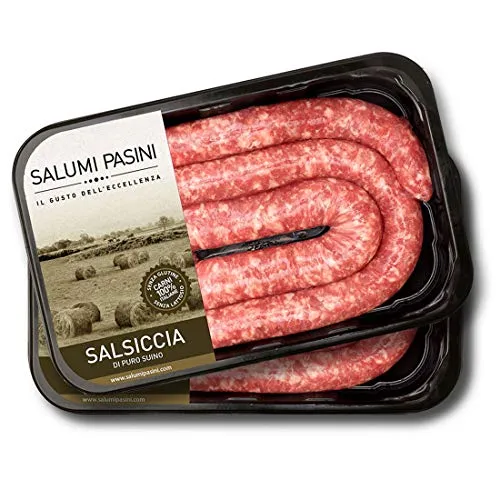 Salsiccia Fresca di puro Suino Salumi Pasini® | 2 Vaschette | 250 gr cad. | 100% Italiano | Senza Glutine e Lattosio