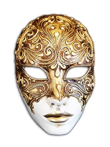 Maschera Veneziana Integrale Volto Mystery per Uomo e Donna (Oro)