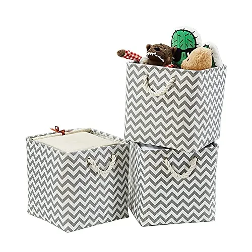 WWWFZS 3PCS Bundle Sales Clothes Folding Nursery Underwear Toy Organizer Box Lavanderia Cubo Canvas Fabric Storage Cestini(Color:Wave)