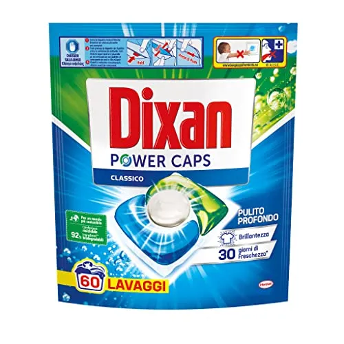 Dixan Power Caps Classico, Detersivo Lavatrice in Capsule, 60 capsule (lavaggi)
