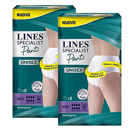 Lines Specialist Pants Maxi, Assorbenti per Incontinenza, Uomo e Donna, Taglia M, 64 Pezzi