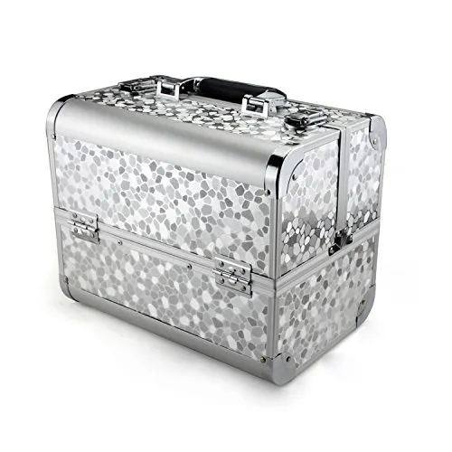 Glow alla moda, pratico, di alta qualità Caso Trucco Beauty Case Beauty Case da viaggio Organizer per cosmetici; Silver