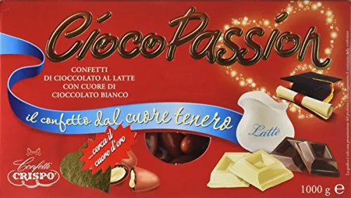 Crispo Confetti Cioco Passion Cioccolato al Latte con Cuore di Cioccolato Bianco - Colore Rosso - 3 confezioni da 1 kg [3 kg]