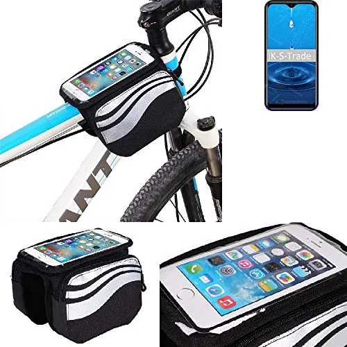 K-S-Trade® Per Leagoo M12 Borse Telaio Bicicletta Borsa Bici Supporto Tubo Borsetta Fissare al Telaio Custodia Fascia Porta Cellulare Ciclismo per Leagoo M12 Argento Nero, Impermeabile