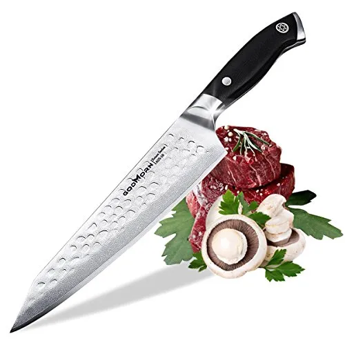 Godmorn Coltello Damasco, Coltello da Cucina Professionale in Acciaio Inossidabile da 8 Pollici, Manico G10, Coltelli da Chef, Regalo Ideale con Regalo Magnetico