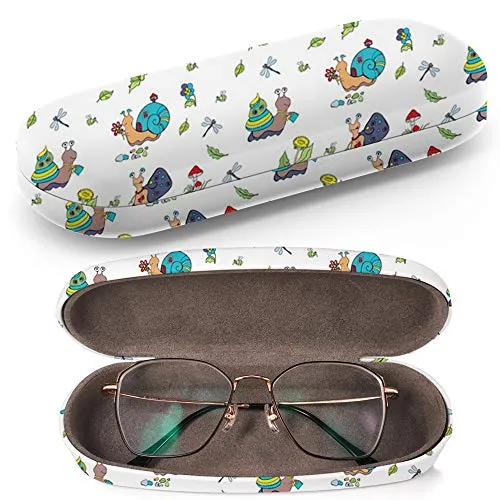 Art-Strap Custodia rigida per occhiali da sole, custodia per occhiali in plastica con panno per la pulizia degli occhiali (Snails Cartoon Snail)