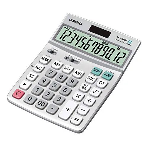 CASIO DF-120 ECO calcolatrice da tavolo - Display a 12 cifre, composta per 40% di plastica riciclata