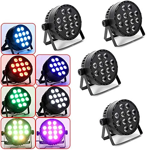 Haroldol 4 faretti da palcoscenico RGB 12 X 10 W LED PAR Illuminazione DMX512 Auto/Sound Modi Party faretto luce da palcoscenico luce effetto luce per porta Club Party Carnevale Disco