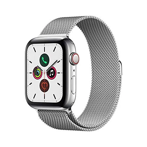 Apple Watch Series 5 (GPS + Cellular, 44 mm) Cassa in Acciaio Inossidabile e Loop in Maglia Milanese