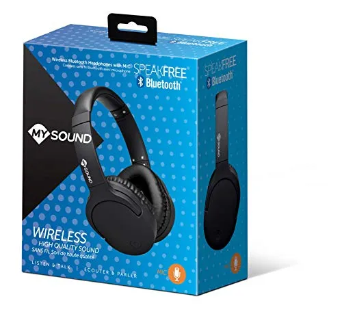 Mysound Speak Free Cuffie Stereo On-Ear Wireless Bluetooth 4.2 Ripiegabili, Microfono e Comandi Multi-Funzione, Extra Bass, Nero, Taglia Unica
