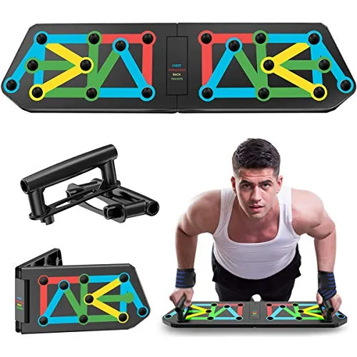 Push Up Board Maniglie per Flessioni, 12 in 2 Bordo di Costruzione del Muscolo Barra Push-up e Cinturini da Polso, per Body Building, per Esercizi Completi, per Allenamento Muscolare