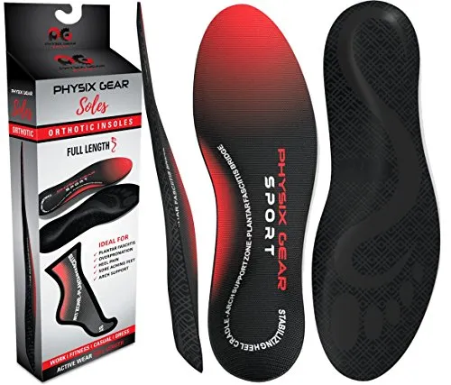 Physix Gear Sport Solette Scarpe - Solette Ortopediche per Supporto Arco Plantare per fascite Plantare, Piede Piatto, Spina Piatta, Neuroma di Morton - Forme per Scarpe Sportive e da Lavoro 1 Paio XS