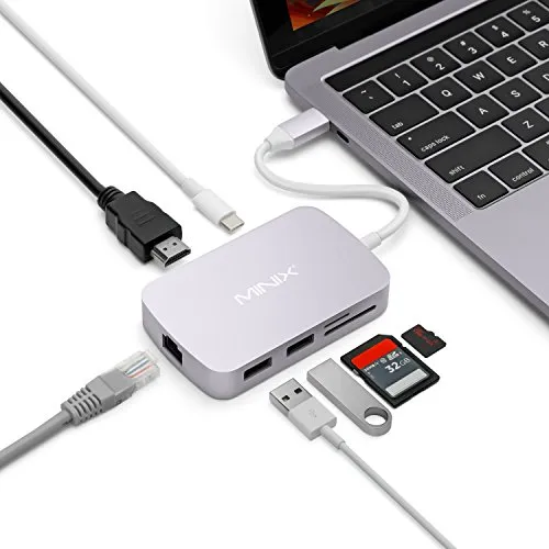 MINIX Neo-C-HGO-GEN2 USB-C Adattatore Multiport, Grigio