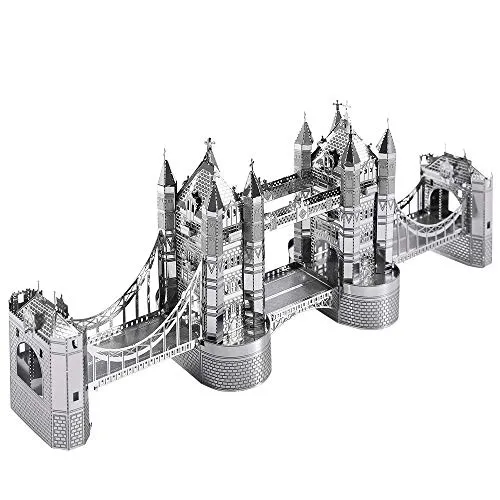 piececool Puzzle 3D tagliato a laser, modello tradizionale di architettura in metallo, per adulti, London Tower BRIDGE-65 pezzi