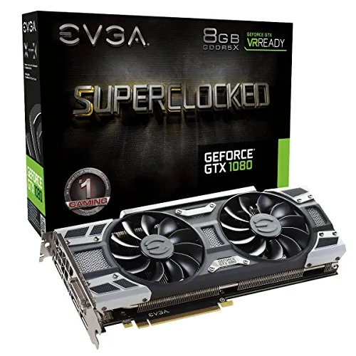 EVGA GeForce GTX 1080 Founders Edition, 8GB GDDR5X, LED, DX12 OSD Support (PXOC) Scheda grafica 08G-P4-6180-KR Real Boost Clock: 1847 MHz