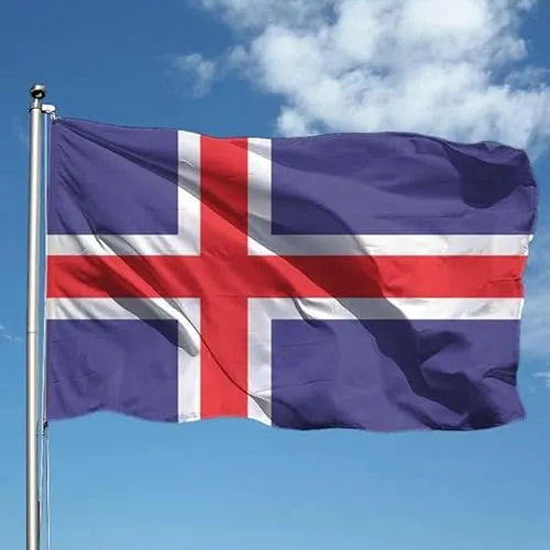 Bandiera ISLANDA 90x150 cm in poliestere, con doppia piega perimetrale ed asola.