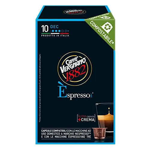 Caffè Vergnano 1882 Èspresso Capsule Caffè Compatibili Nespresso, Decaffeinato - 12 confezioni da 10 capsule (totale 120)