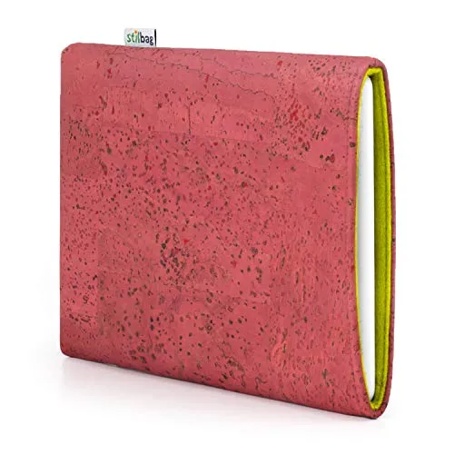Stilbag eReader Custodia VIGO per PocketBook InkPad X | eBook Reader Borsa - Made in Germany | sughero corallo, feltro di lana verde foglia