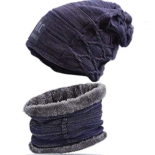 Bestele Caldo Cappello e Sciarpa Set per Uomo/Donna, Unisex Inverno Warmer Beanie Cappelli Scaldacollo, Maglia Berretto Caldo a Fodera di Lana Beanie Cappellini per Lo Sci Sportivo Correre ECC