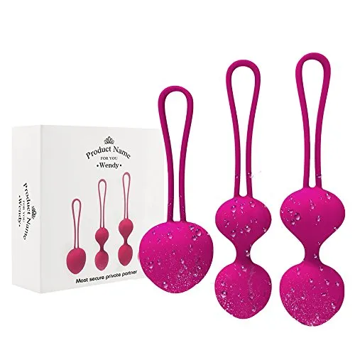 Pesi di esercizio di Kegel Controllo della vescica e esercizi del pavimento pelvico 3 pezzi coni di silicone premium con kit di allenamento per le donne (rosa)