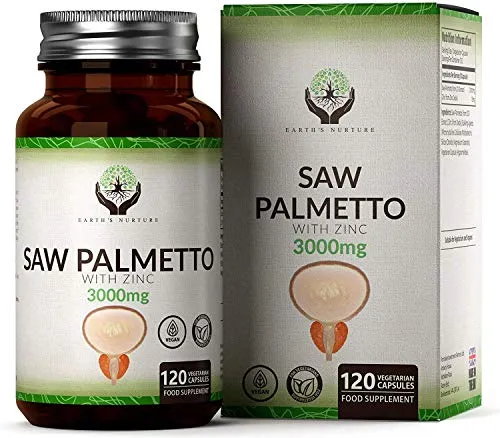 EN Saw Palmetto Serenoa Repens 300mg | 120 Capsule Vegane con Zinco per Uomo | Estratto 20:1 per la Salute della Prostata e Capelli | Integratori Contro Prostatite Cronica & DHT Blocker | Senza OGM