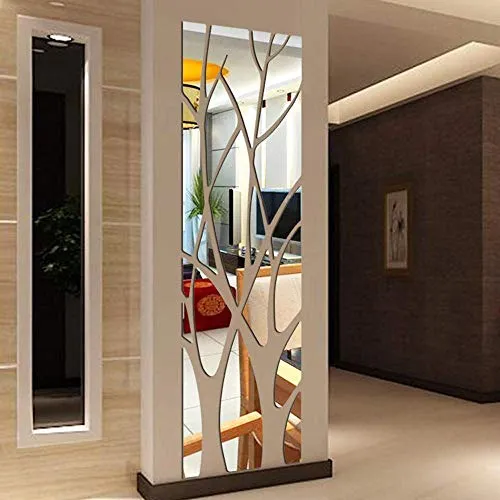 XUSHAN 3D - Adesivo da parete, motivo: albero specchiato, riposizionabile, moderno, bricolage, decorazione parete, acrilico