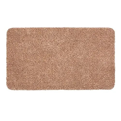 zerbino lavabile in cotone - zerbino assorbente Entra - tappetino antiscivolo - (75 x 130 cm - beige)