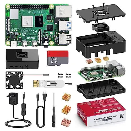 Bqeel Kit Raspberry Pi 4 Model B da 8GB RAM+ 32GB, RPi Barebone con Accessori 1 Cavo HDMI, Alimentatore 5.1V 3A con Interruttore ecc (8G +32G)