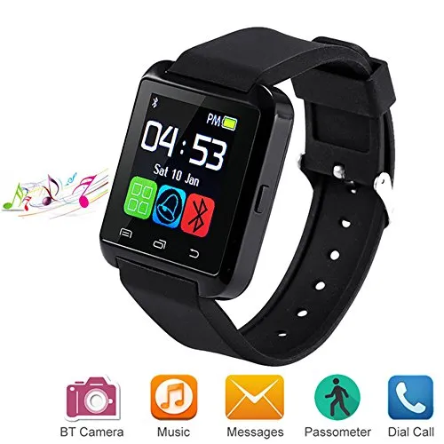 Letopro Smartwatch Bluetooth Orologio Intelligente Compatibile con Android iOS Smartphone.Smart Watch telefono da Polso con Pedometro/Promemoria di Chiamata/Contatore di Caloria U8 Watch(Nero)