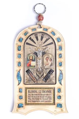 Benedizione la croce con pietre semipreziose di Gerusalemme da parete, motivo: Santa Maria di acqua della confezione regalo