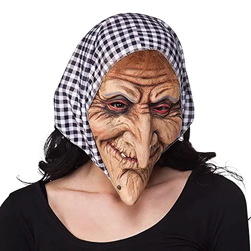 Boland 97508 - Maschera in lattice da strega con cappuccio, per adulti, maschera per costumi di carnevale, accessorio per costume, carnevale o halloween, accessorio per costume da favola