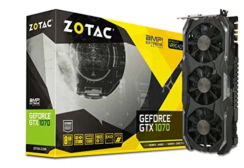 ZOTAC GeForce GTX 1070 8GB AMP! Extreme Edition ZT-P10700B-10P Three DP + HDMI + DVI Scheda Video Gaming VR Ready