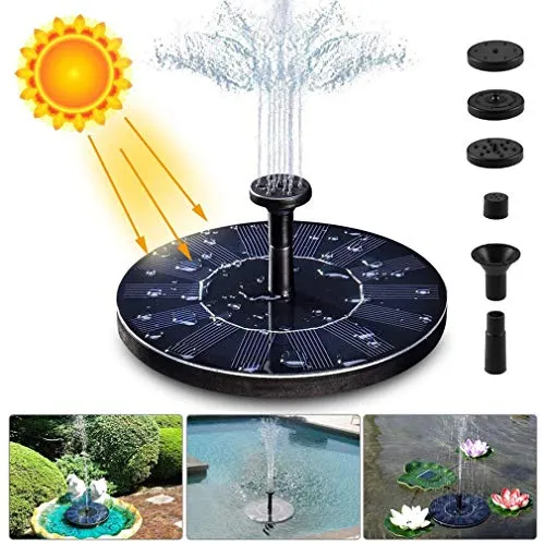 Solare Fontana Pompa,1.4W Solare Pompe Laghetto Acqua con 4 Effetti Pompa ad Acqua Solare per Bagno di Uccelli, Piccolo Stagno, Giardino Piscina