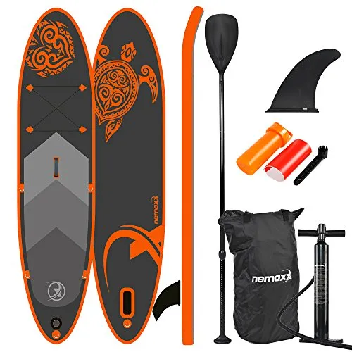 Nemaxx PB300, Stand Up Paddle Gonfiabile Unisex, Arancio/Antracite, 300x76x15cm