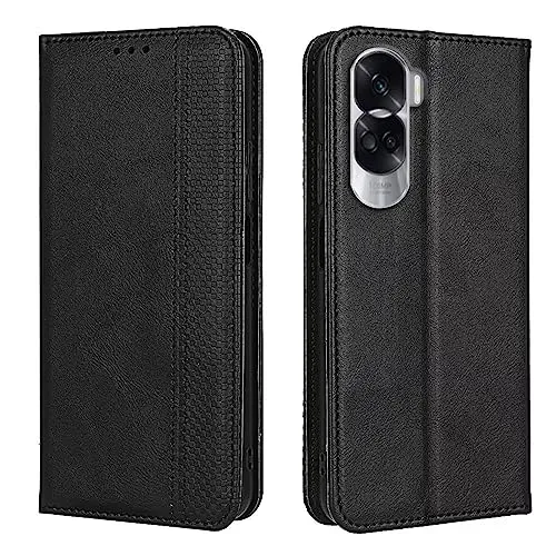 EASSGU Custodia per HONOR 90 Lite 5G (6.7" Inches) Pelle PU Flip Folio Cover con Interruttore Magnetico, [3 Slot Schede] [1 Portafoglio] Case - Nero