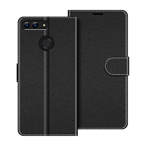 COODIO Custodia per Huawei P Smart 5.65 Pollici, Custodia in Pelle Huawei P Smart, Cover a Libro Huawei P Smart Magnetica Portafoglio per Huawei P Smart Cover, Nero