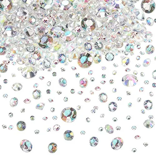 Hicarer 4000 Pezzi Coriandoli da Tavola 3 Dimensioni Cristalli Nuziali Diamanti Acrilici Riempitivi Strass per Compleanno Baby Shower Festa Tavoli (Cristallo AB)