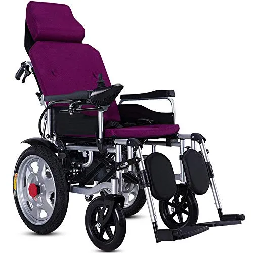 DONG Compact ausiliario Elettrico Carrozzina Carrozzina disabilitato Anziani Pieghevole Batteria Carrozzina Doppia Portatili Motore Elettrico Manuale Dual-Mode/Litio, Viola,Viola